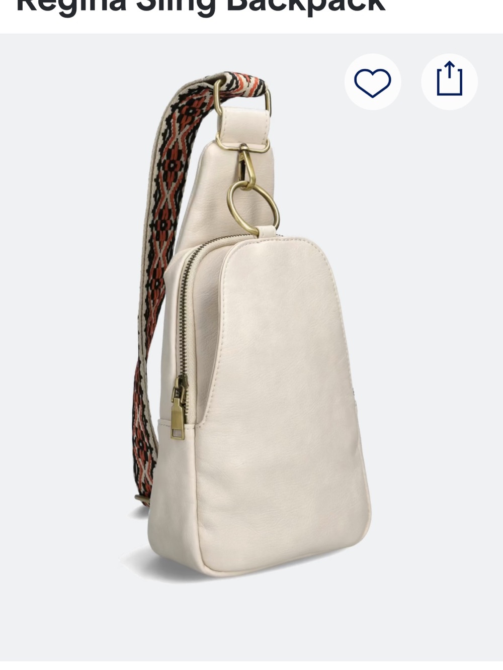 Moda Luxe Cream Crossbody Bag with Red-Black Patterned Strap